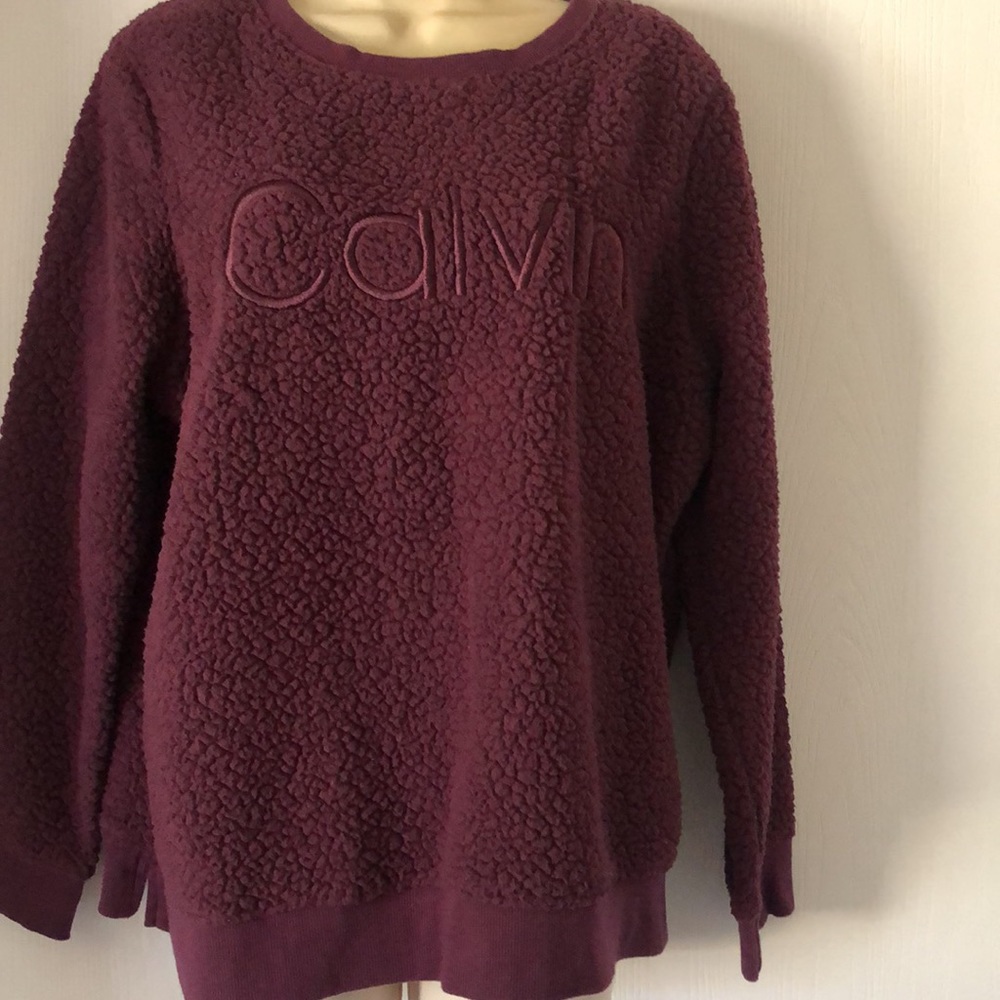 Woman’s Calvin Klein warm fall cozy warm purple Sherpa sweater